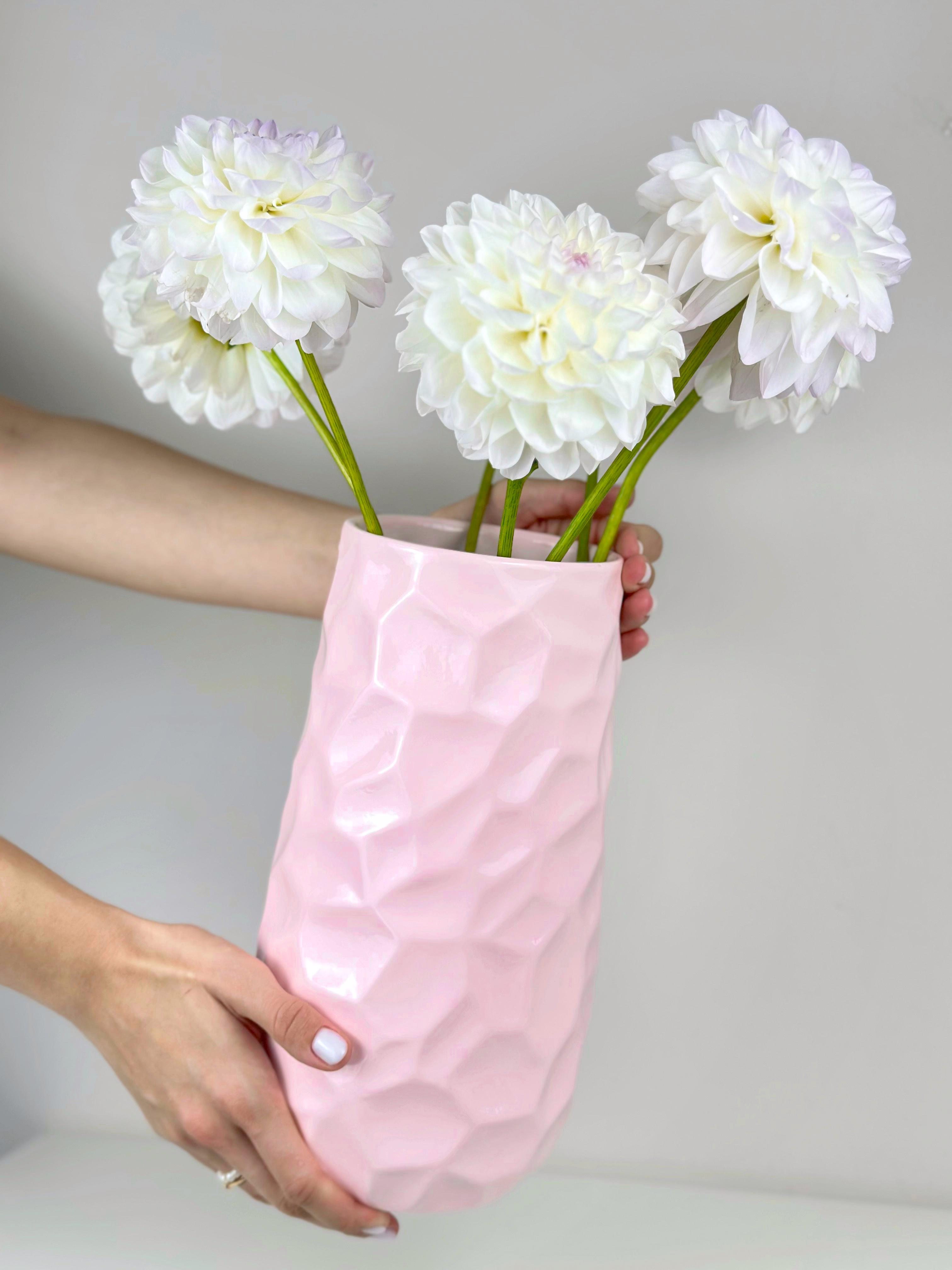 Ваза для цветов и декора глиняная керамическая Бриллиант 29 см Розовый (4001-19) - фото 6