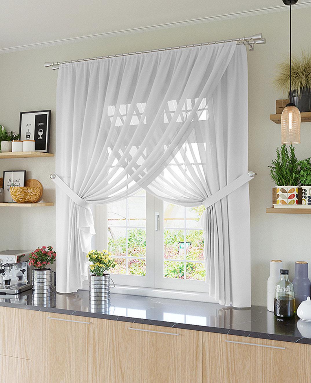 Комплект тюль Pivdenne 280х170 см 2 шт. и подвязы креп Белый (2039-280-2)