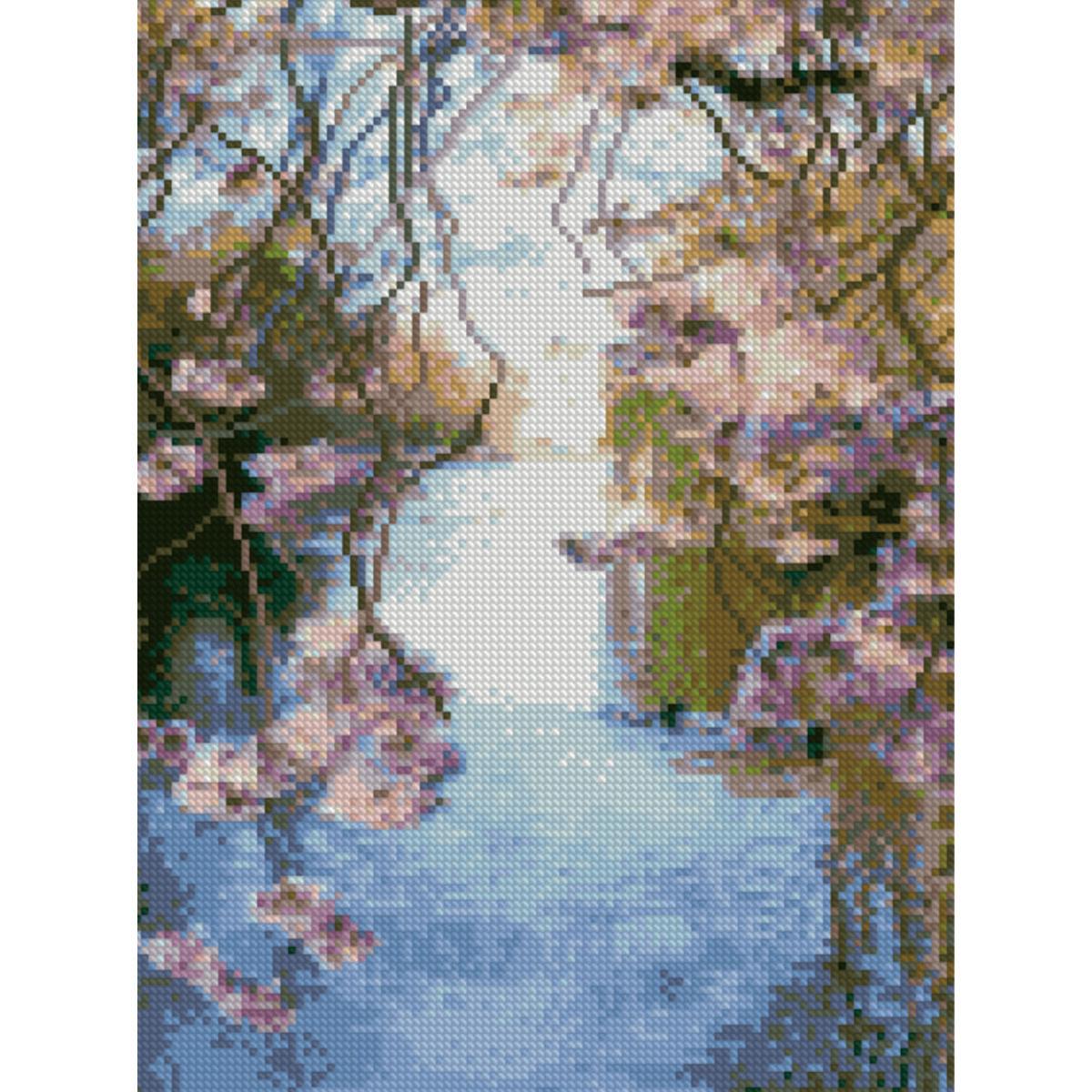 Алмазная мозаика Strateg Премиум Цветущая заводь 30x40 см (HX156)