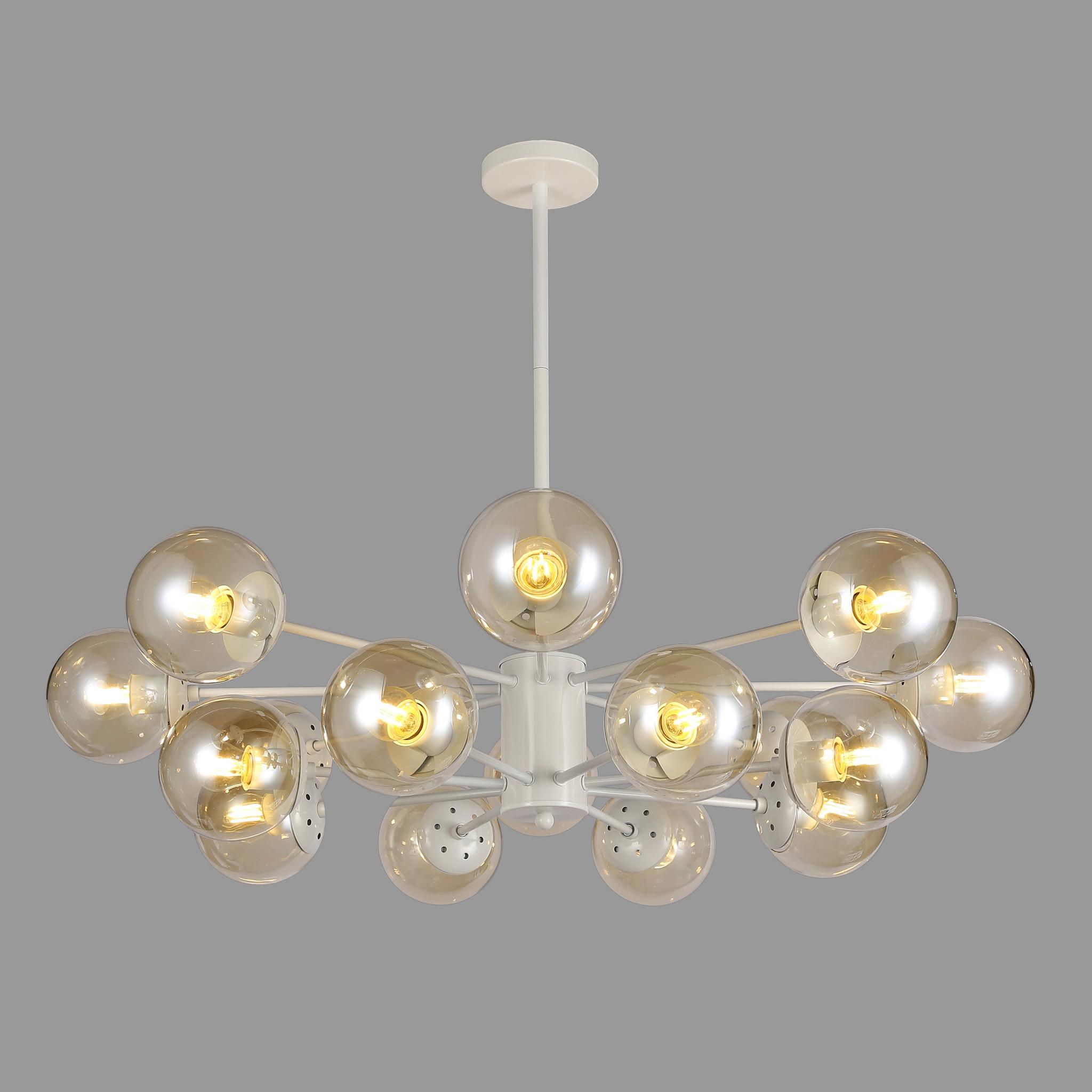 Люстра Molecule на 16 ламп с кофейными плафонами Белый