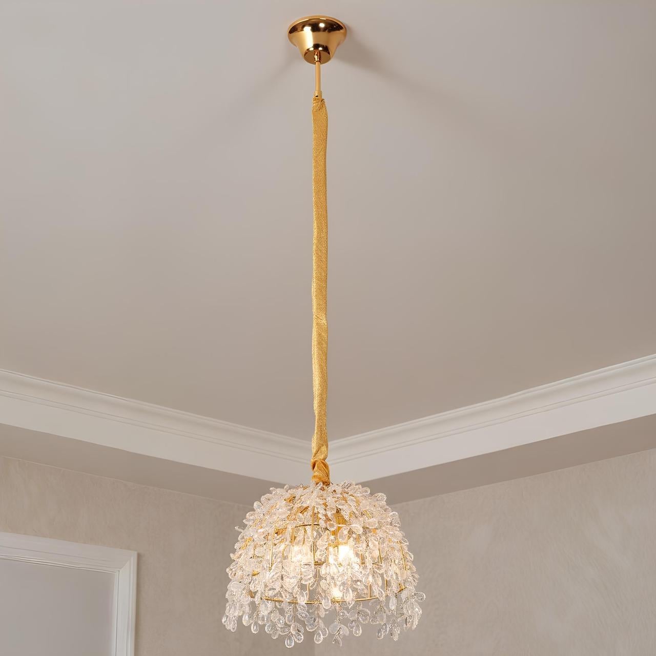 Люстра Valeso с хрустальным плафоном под три лампы Е14 Золотой (Ш 33058/300 GD)