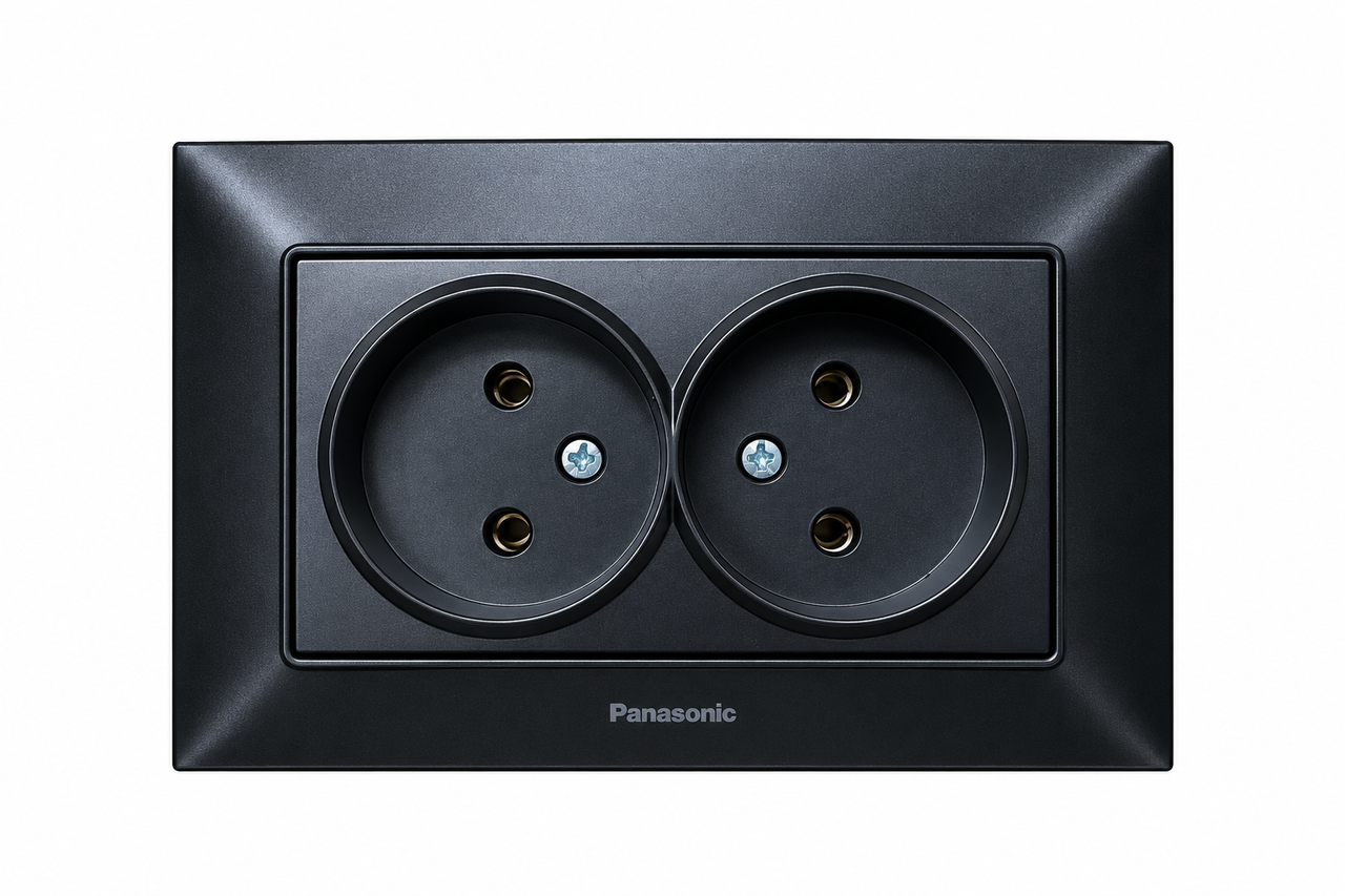 Розетка 2-на Panasonic Arkedia Slim Чорний