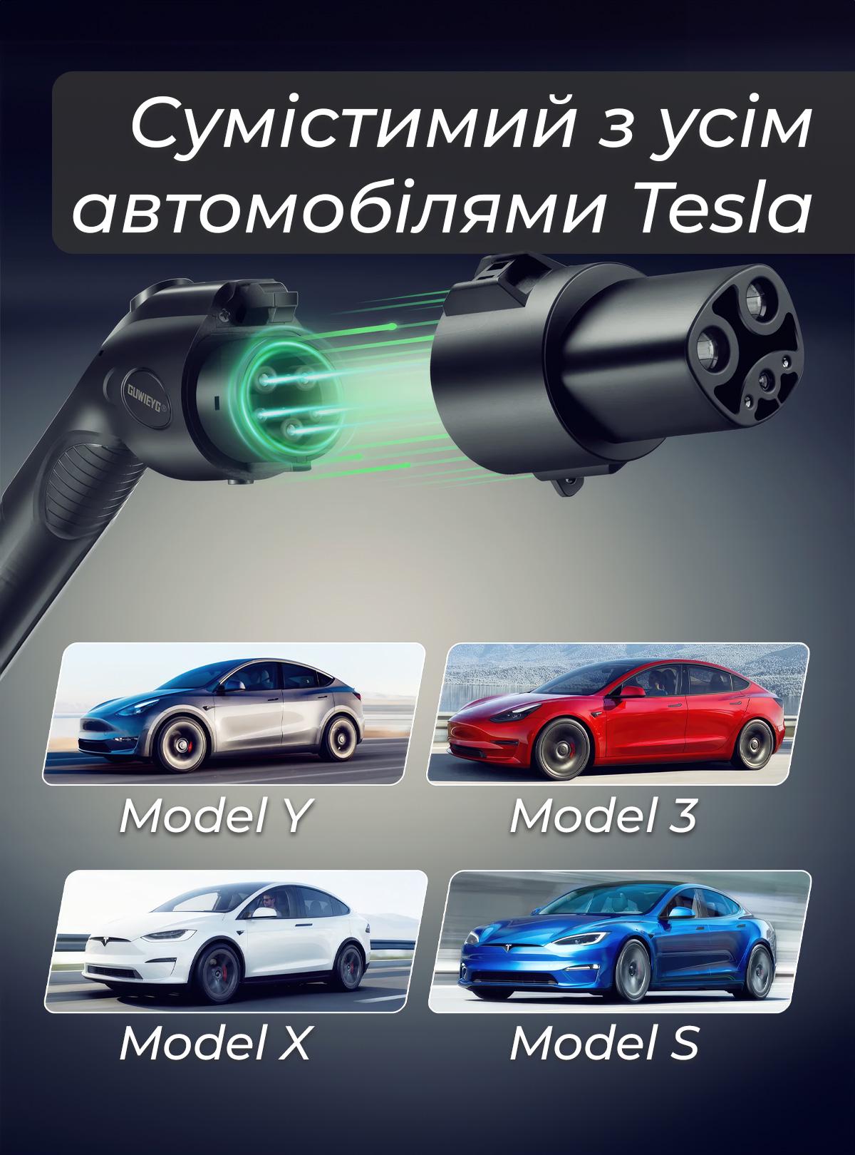 Переходник для теслы Guwieyg 70142 Type1 J1772 на Tesla S/X/3/Y NACS для быстрой зарядки 80А 240 V 9247 Черный - фото 4