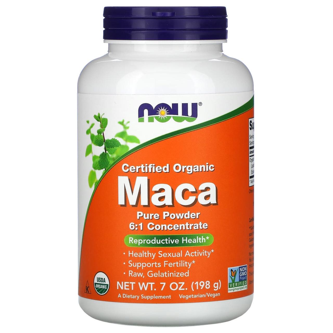 Мака концентрат Now Foods Maca сертифицированный органический чистый порошок для репродуктивного здоровья 198 г