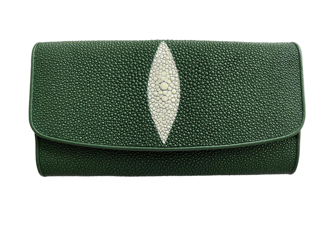 Гаманець Ekzotic Leather зі шкіри ската Темно-зелений (stw 134)