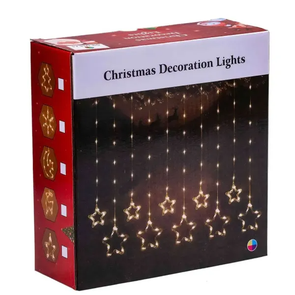 Гірлянда-штора Зірки та ялинки розмір 3х0,9 м 10 фігур Жовтий - фото 8