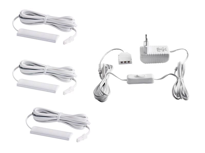 Комплект светодиодных светильников LEDUA для подсветки мебельных полок 3шт 220В 2,16Вт IP20 6000К (37101727)