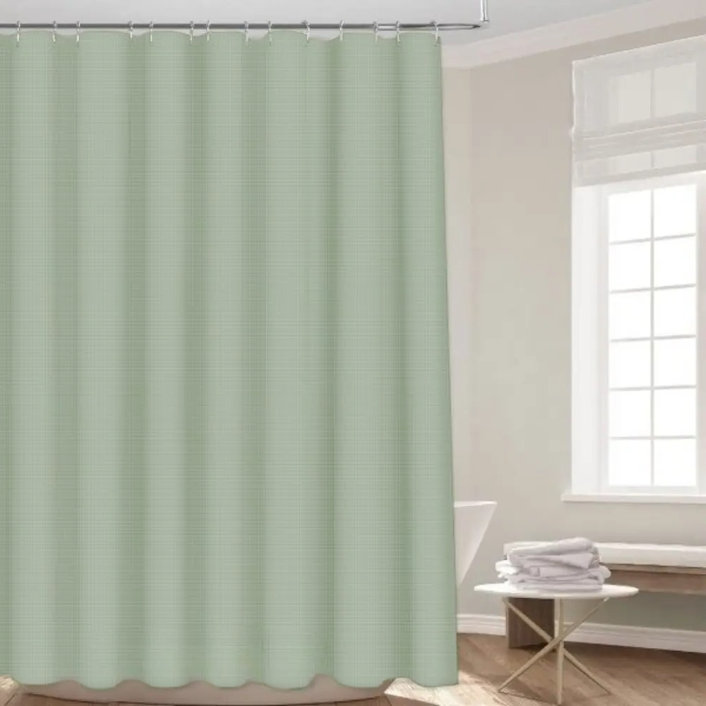 Набір шторка для ванної та душу з підкладкою з металевими гачками з жакардовим візерунком 178x183 см Зелений