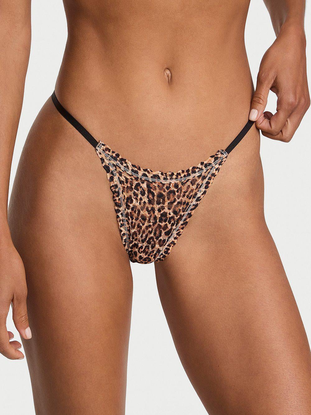 Трусики стринги Victoria's Secret Lace String Thong Panty S Леопард (27066386)