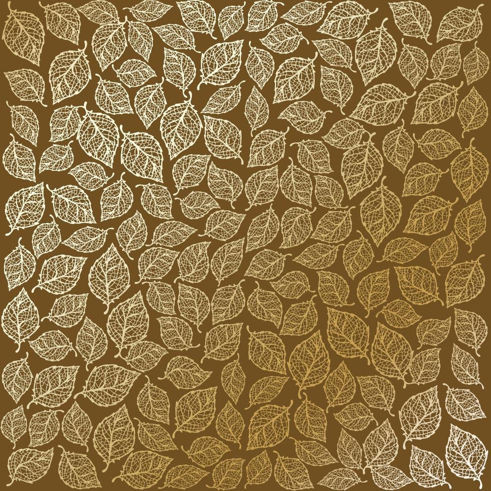Лист бумаги односторонний Golden Leaves mini с фольгированием 30,5х30,5 см Milk Chocolate
