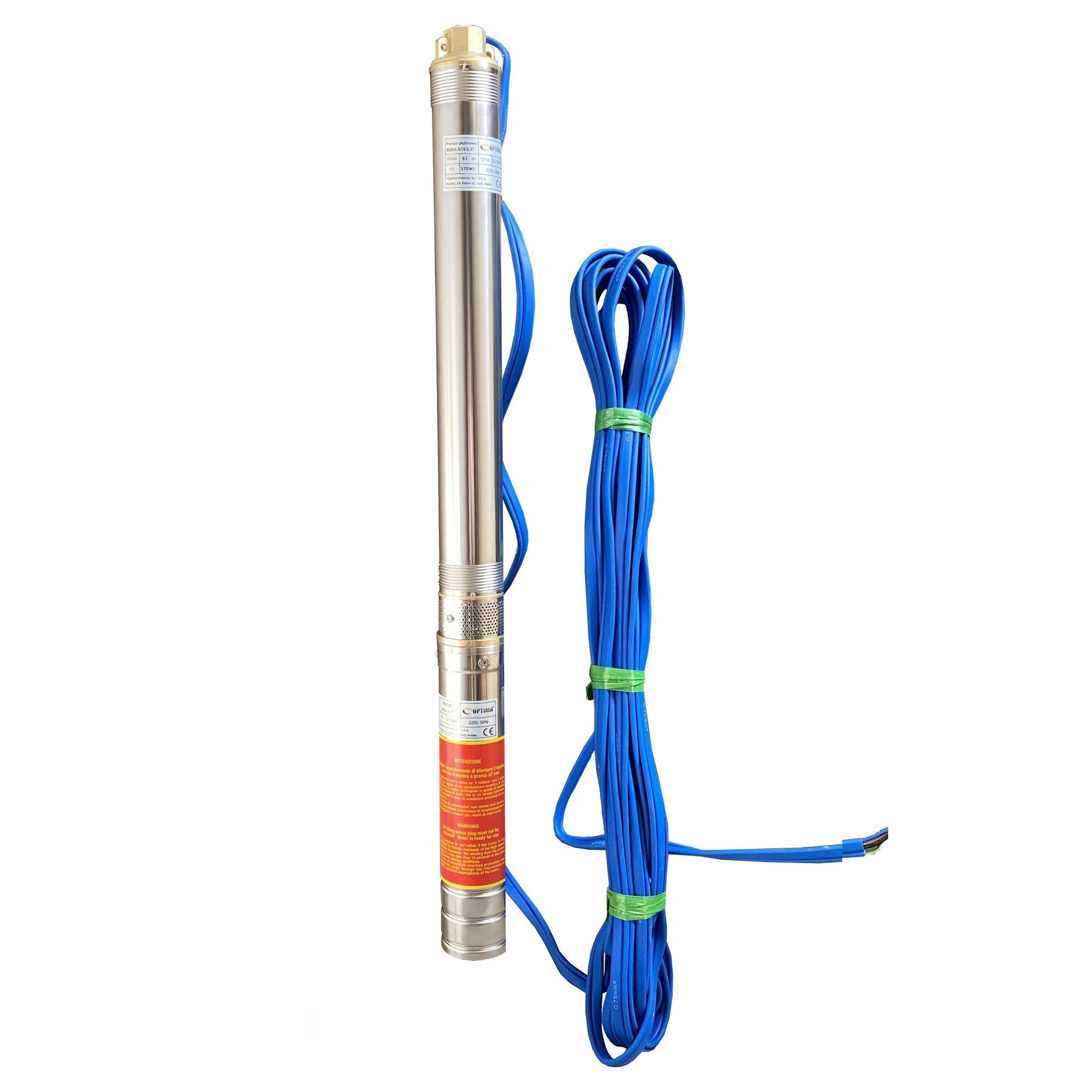 Насос свердловинний Optima3SDm1,8/15 NEW 0,37 кВт з підвищеною стійкістю до піску 3" 61 м з пультом і кабелем 30 м
