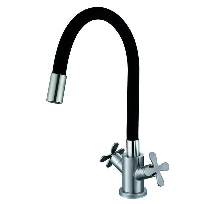 Смеситель для кухни Zerix GTA-011 REFL.BLACK с силиконовым изливом Черный (ZX4837)