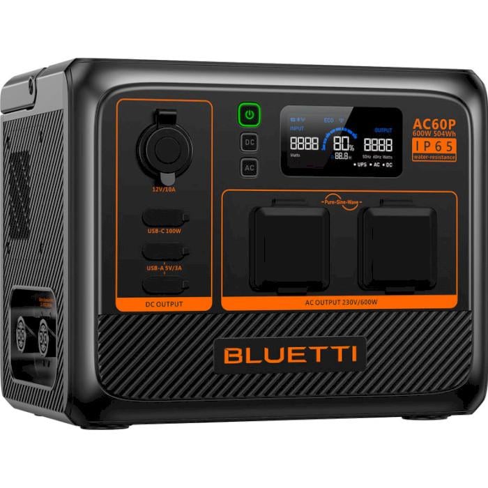 Електростанція акумуляторна Bluetti AC60P 600W 504 Втч батарея LiFePO4 IP65 Чорний (623898) - фото 2