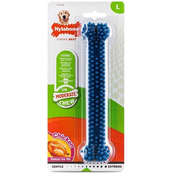 Игрушка для собак жевательная Nylabone Moderate Chew Dental Bone со вкусом курицы 20,3x4,4x3,2 см