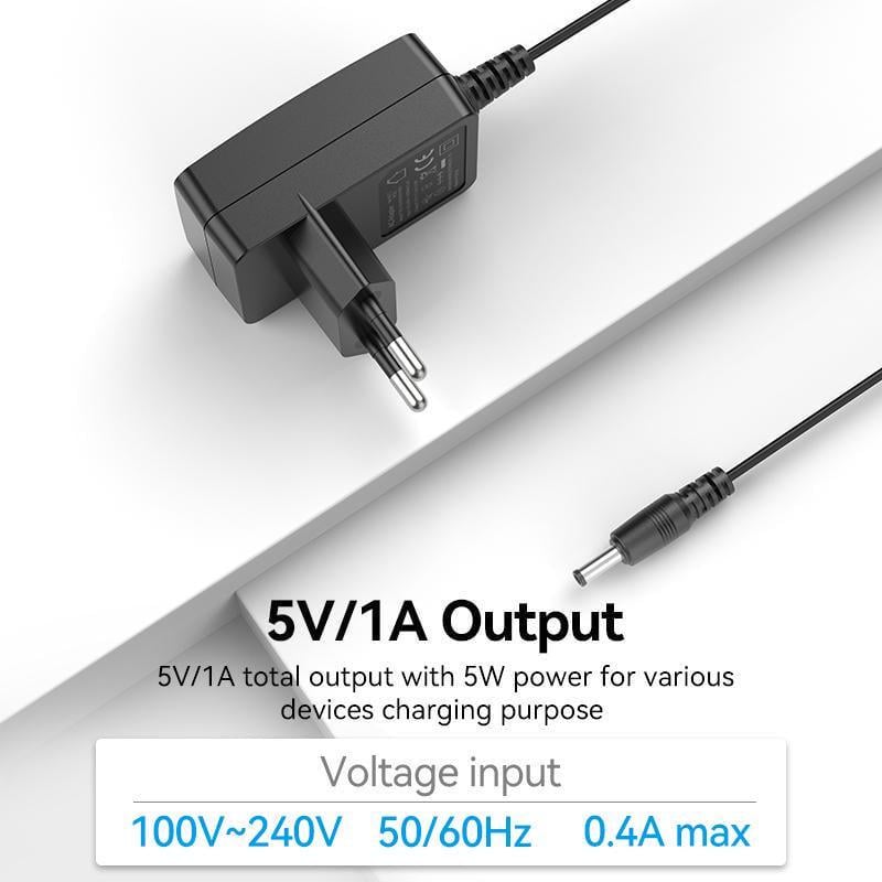 Блок питания Vention DC 3,5 мм х 1.35 мм 5W 5В/1А AC-DC Черный (TPQ-236A050100VW01) - фото 3