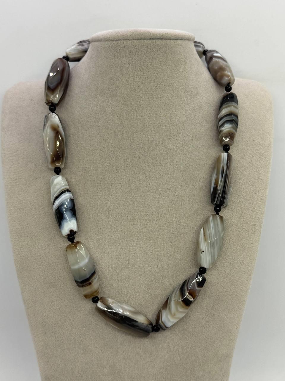 Бусы из агата 40x15 мм 45 см Комбинированный (13020)