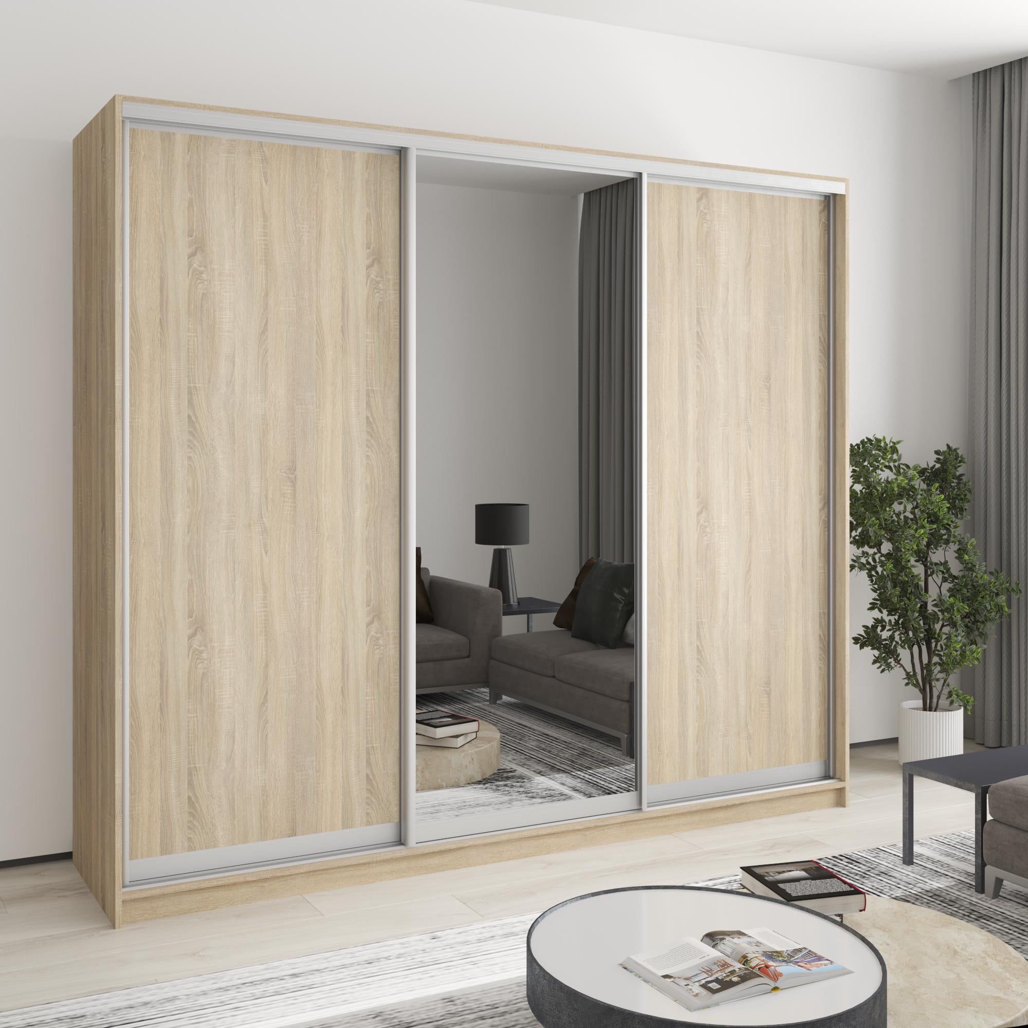 Шкаф-купе трехдверный MebelStar Комбо AL 2ДСП/Зеркало 240x60x210 см Дуб сонома (MBS-3356)