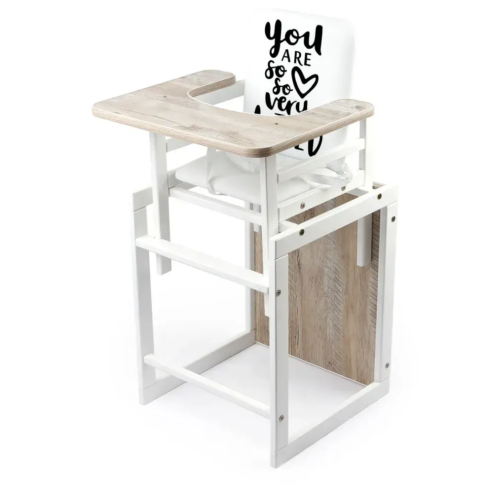 Стульчик-трансформер для кормления OMMI Nature из дерева 90 см Бело-коричневый (150-98-ST-300NDC)