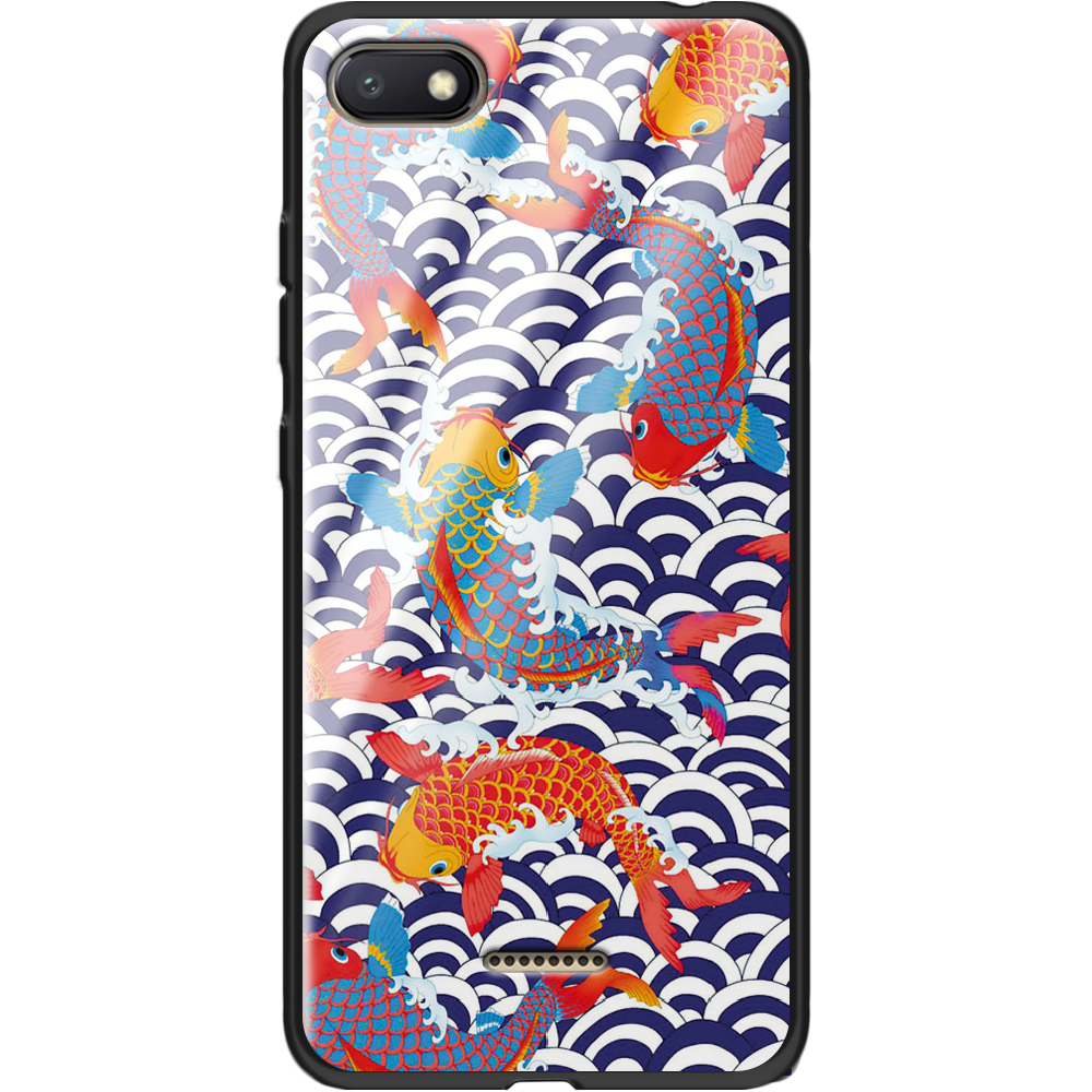 Чехол Boxface Xiaomi Redmi 6A Koi Fish Черный силикон со стеклом (34811-up2477-37745)