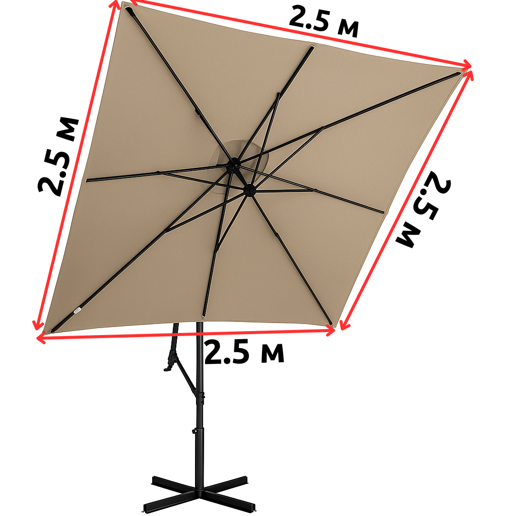 Садова парасолька WCG з поліестеру сталевою рамою регульований кут нахилу з чохлом 2,5х2,5 м Бежевий (W-7055BE1) - фото 12 Садова парасолька WCG з поліестеру сталевою рамою регульований кут нахилу з чохлом 2,5х2,5 м Бежевий (W-7055BE1) - фото 12