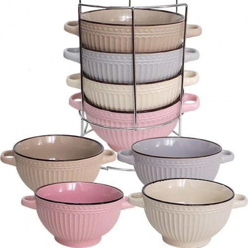 Набір бульйонниць з ручками SNT 054-04-07 Style на стійці 680 мл (1358845995) - фото 2 Набір бульйонниць з ручками SNT 054-04-07 Style на стійці 680 мл (1358845995) - фото 2