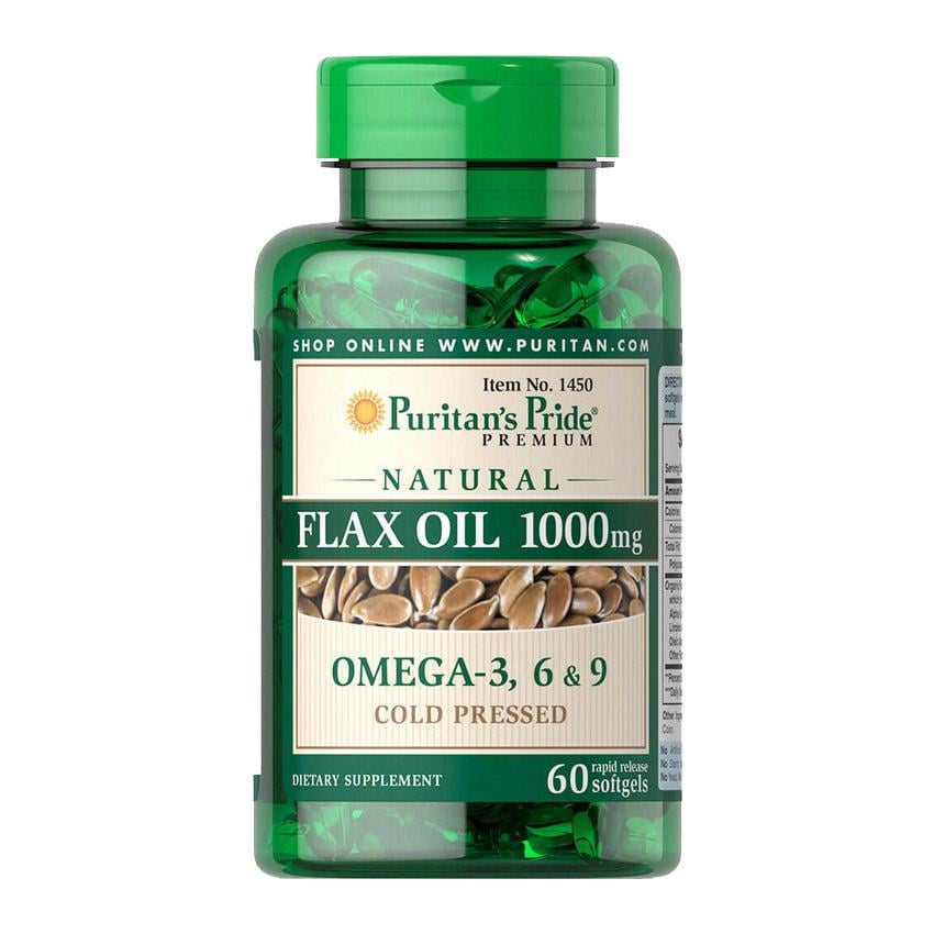 Льняное масло Puritan's Pride Flax Oil 1000 mg Омега-3/6/9 60 порций
