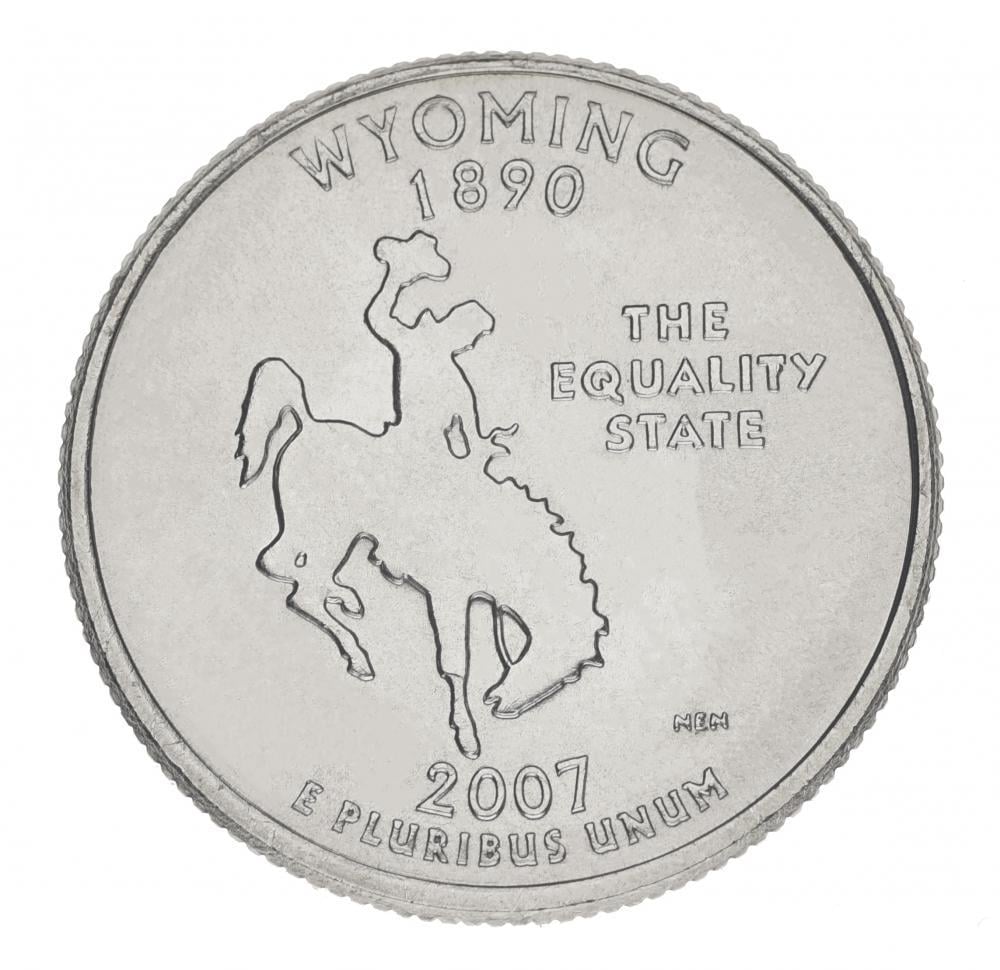 Коллекционная монета США 25 центов 2007 D Штаты и территории - Вайоминг UNC (KM#399)