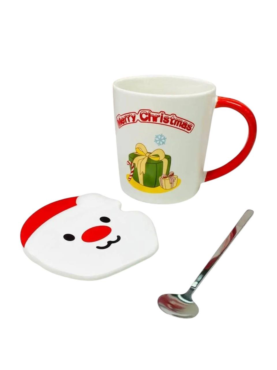 Набор Зимняя энергетика/Санта кружка с крышкой и ложкой 380 мл (OS-102-1059U) - фото 1
