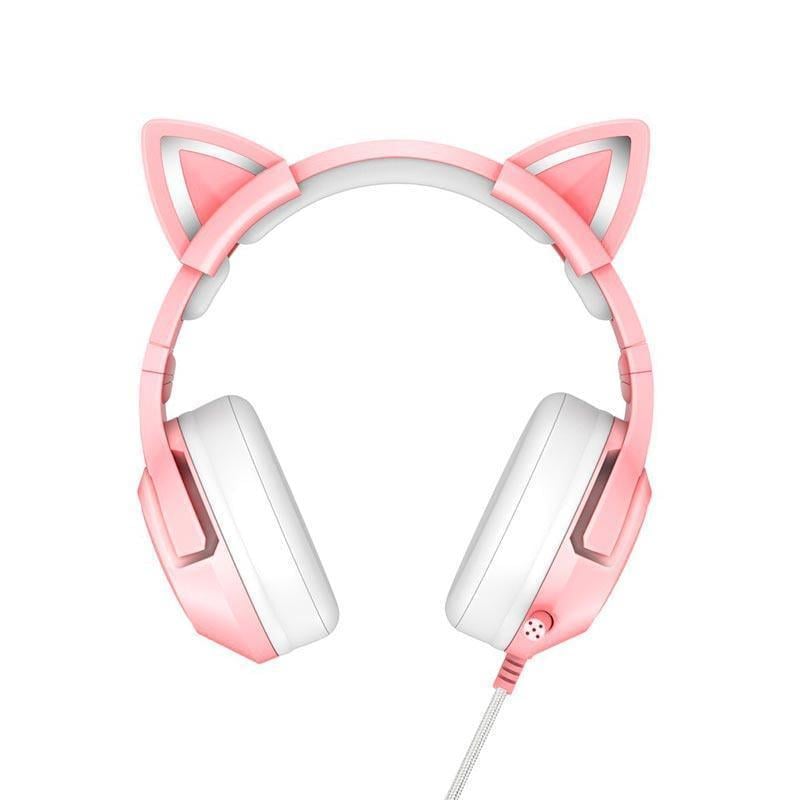 Наушники ONIKUMA Gaming CAT with LED K9 штекер 3,5 мм Розовый