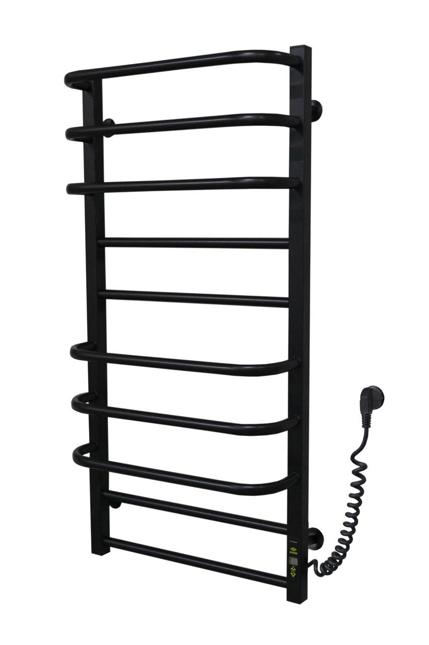 Полотенцесушитель электрический KOSSER Лесенка Нелио ER с таймером нержавеющая сталь 10 секций 1000х500 мм Черный