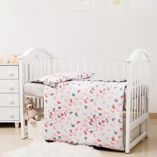 Комплект постельного белья детский Twins Romantic Spring Бабочки 3 элемента Серый (T15023)