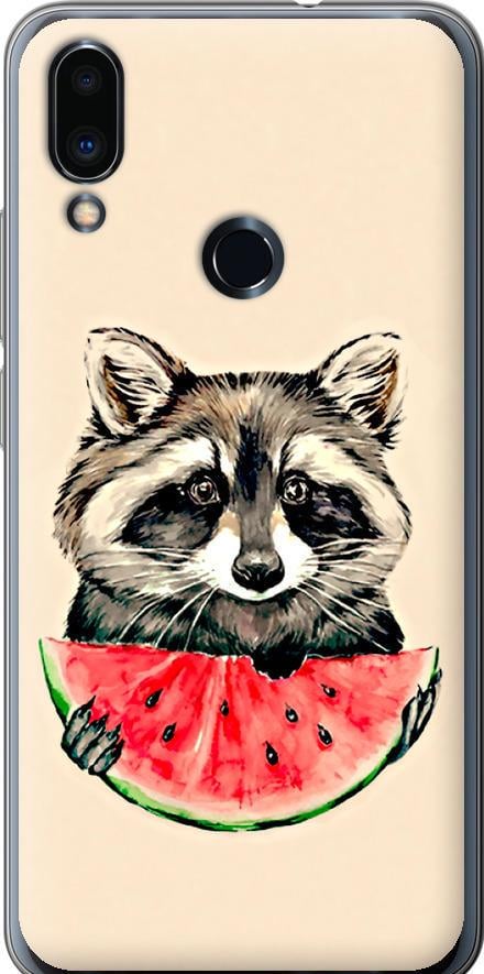 Чехол на Meizu Note 9 Енотик с арбузом (4605t-1689-42517)