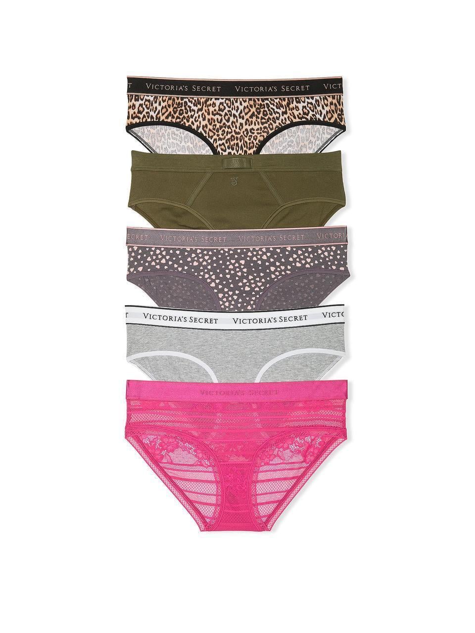 Набор трусиков Victoria Secret Hiphugger Logo Cotton XS 5 шт. Разноцветный (2429516932)