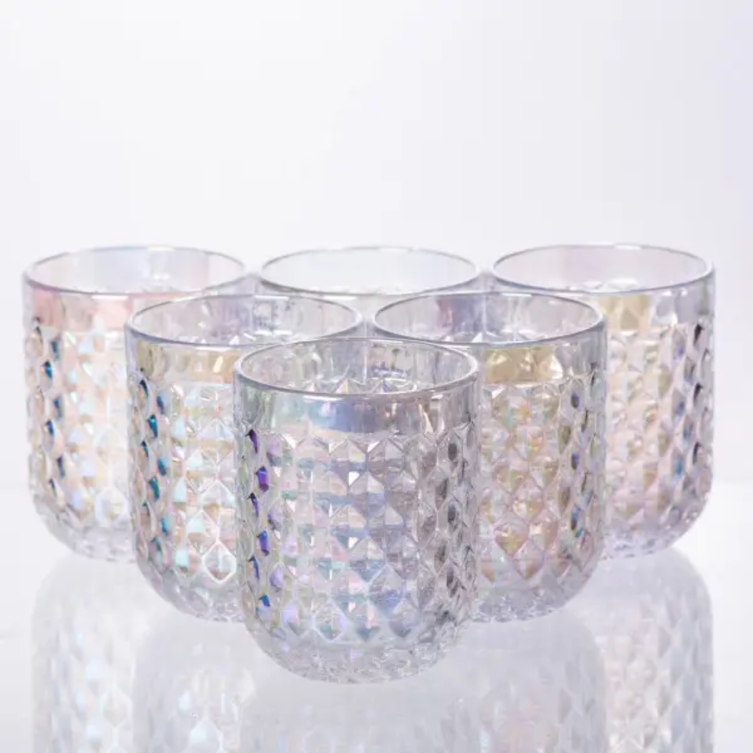 Набор стаканов из толстого стекла рельефные 6 штук по 250 мл Rainbow