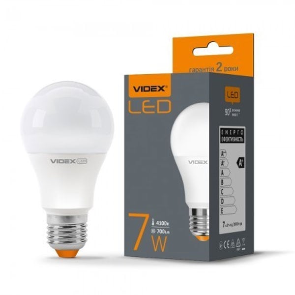Лампа светодиодная Videx A60e 7W E27 4100K White (10021)