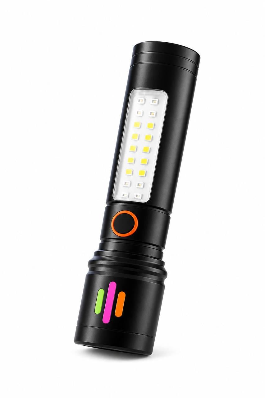 LED-фонарь ручной аккумуляторный Coba CB-557L USB с COB подсветкой Черный (10581)