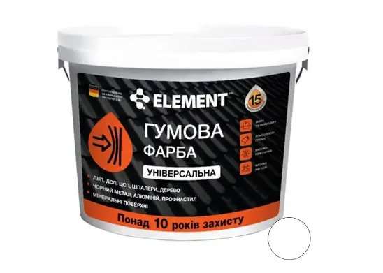 Краска резиновая универсальная Element база А 3,5 кг Белый (2594864203) Краска резиновая универсальная Element база А 3,5 кг Белый (2594864203)