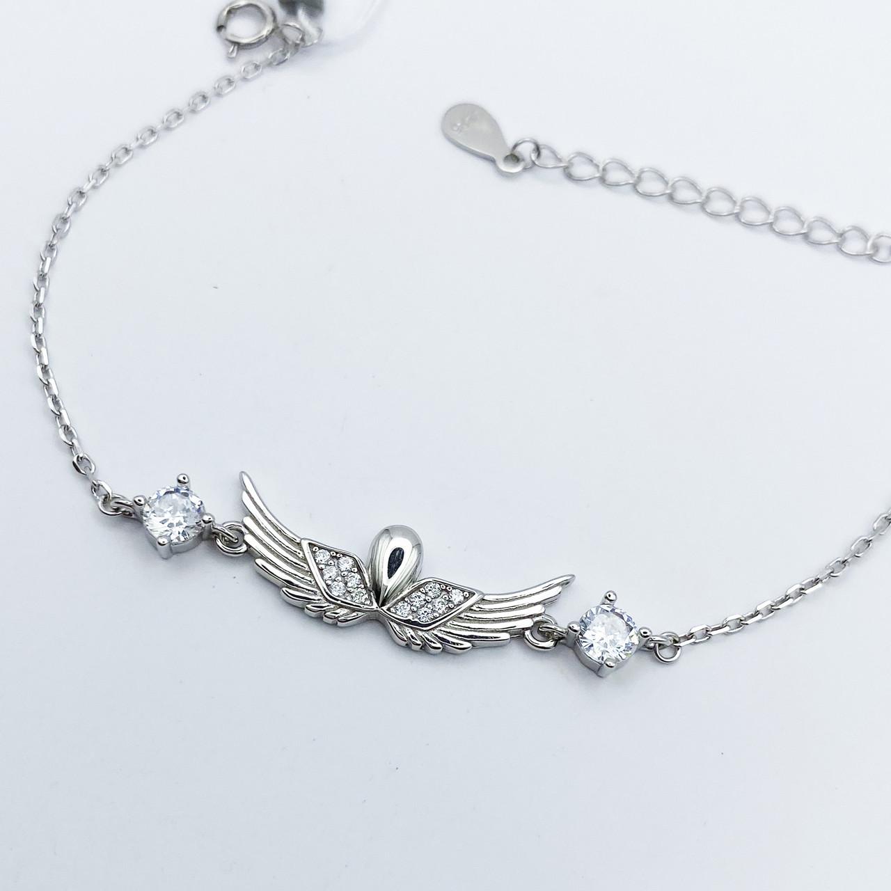 Браслет серебряный с кубическим цирконием Крылья р. 14/4 см 3,03 г