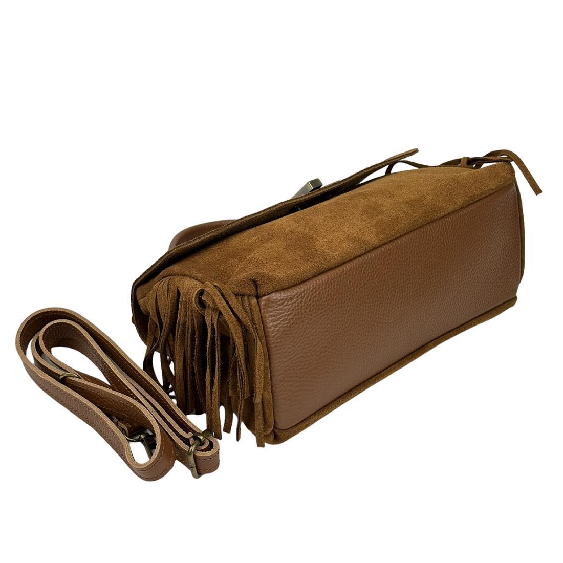 Жіноча сумка крос-боді Royal Bag F-IT-7858C замшеве з бахромою Коричневий (8157) - фото 7 Жіноча сумка крос-боді Royal Bag F-IT-7858C замшеве з бахромою Коричневий (8157) - фото 7