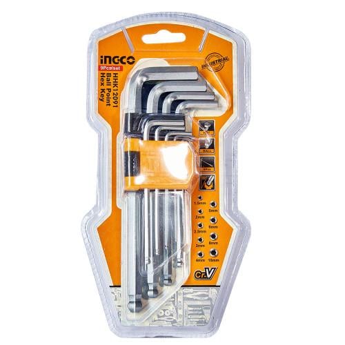 Набір ключів шестигранних INGCO із кулею 9 шт. 1,5-10 мм (26771533)