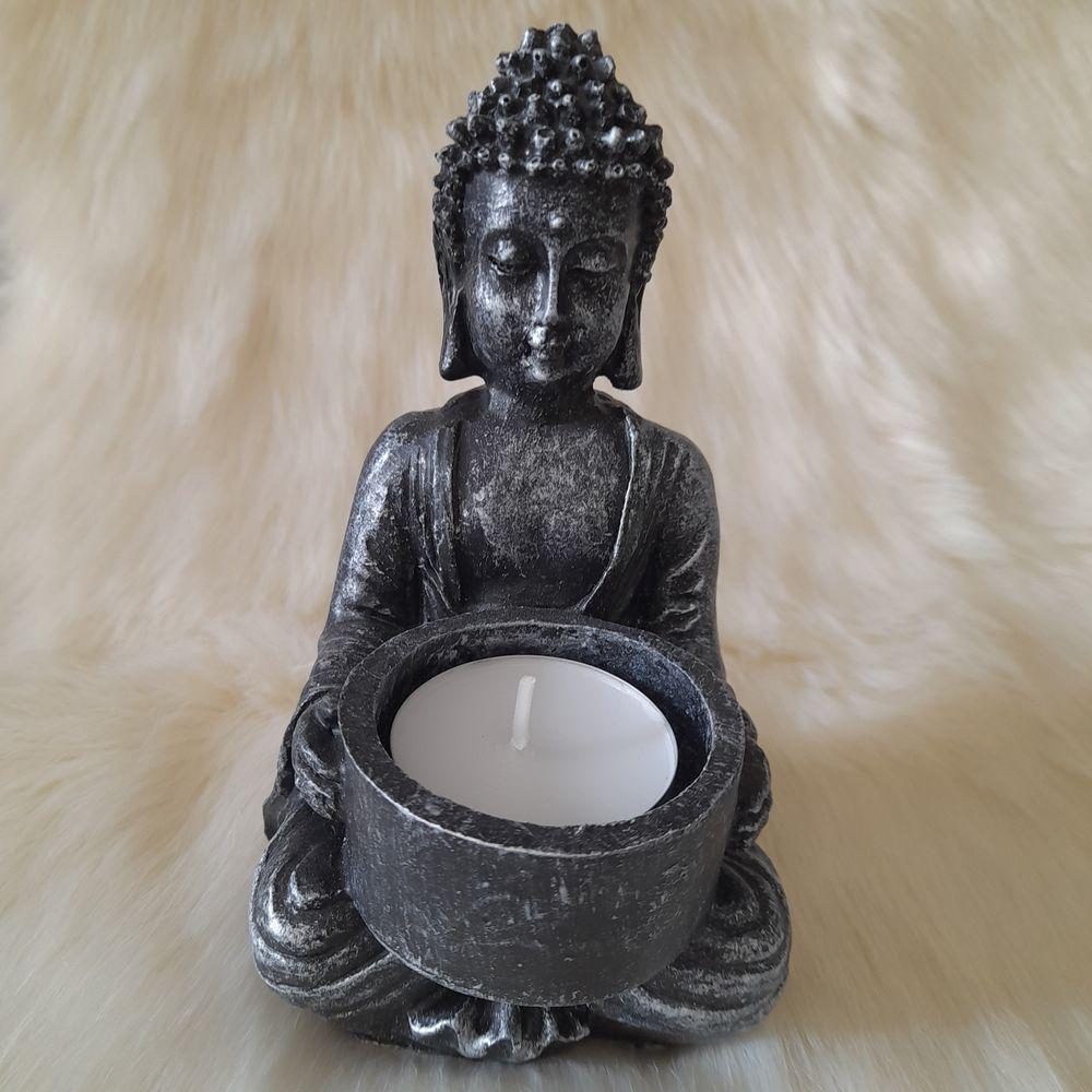 Підсвічник Гранд Презент Будда обіймає ПП702в 15х10х10 см Срібний