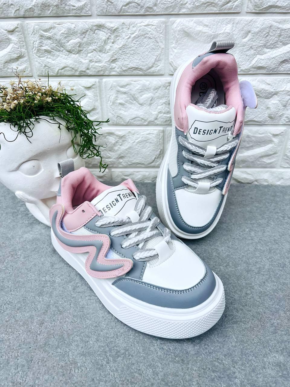 Кроссовки для девочки Bi&Ki 1370 р. 35 22 см Серо-розовый (1370)