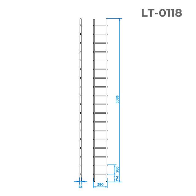 Лестница Intertool LT-0118 алюминиевая приставная 18 ступеней 5,08 м (20580318) - фото 2 Лестница Intertool LT-0118 алюминиевая приставная 18 ступеней 5,08 м (20580318) - фото 2