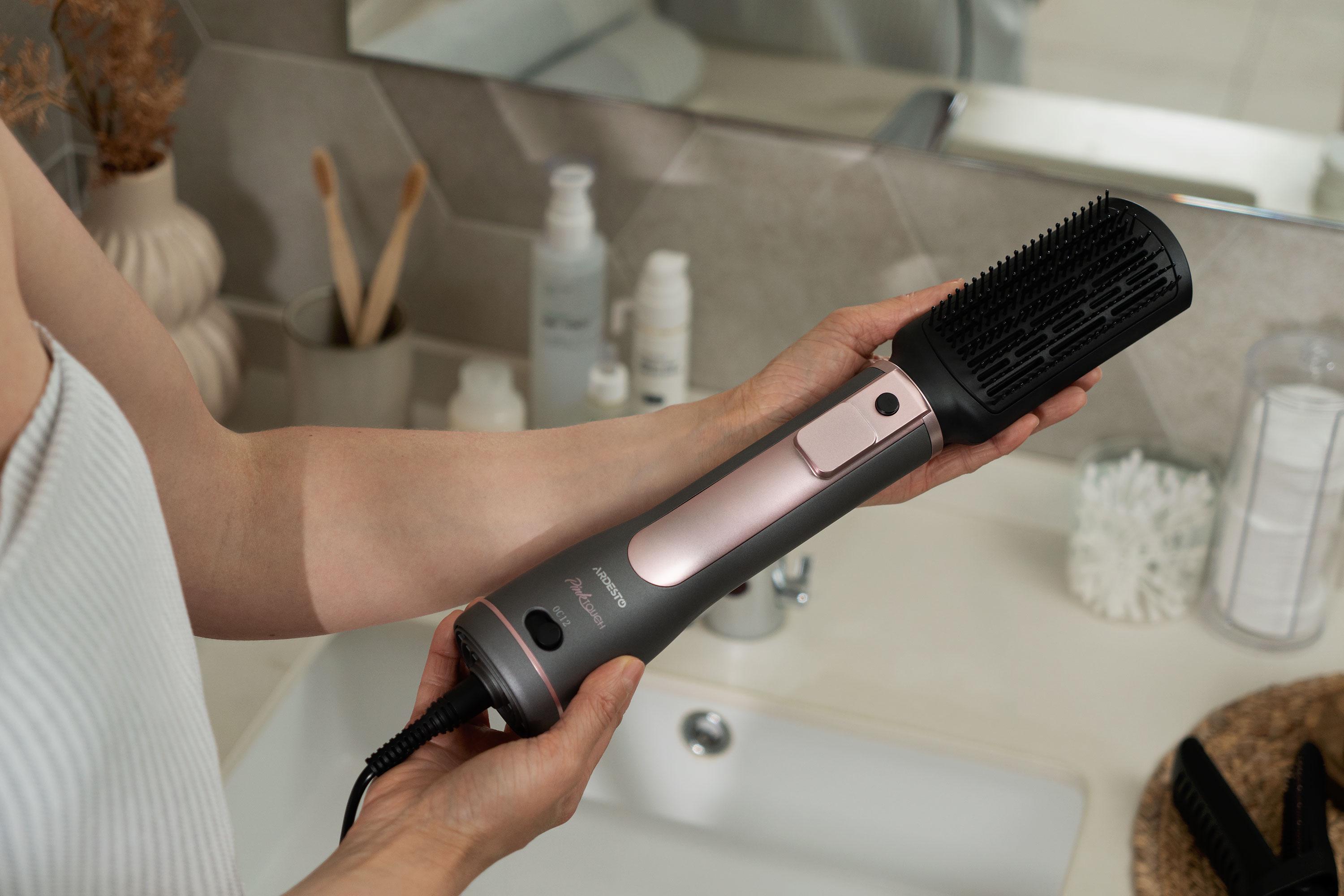 Фен-щітка для волосся ARDESTO Brush Pink Touch 1200Вт LED-дисплей 4 насадки Сірий з рожевим (HD-CR300PT) - фото 11