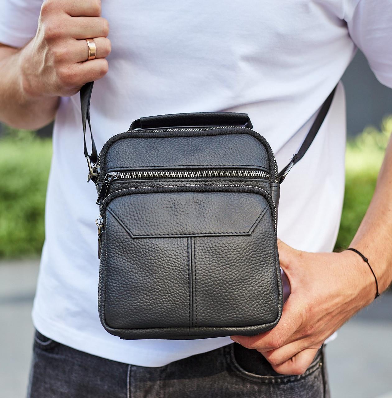Сумка-барсетка мужская через плечо кожаная Tiding Bag (GLD-2066)