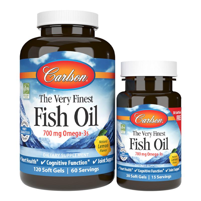 Омега 3 рыбий жир Carlson Labs The Very Finest Fish Oil Лимон 120+30 капс. (11332-01)