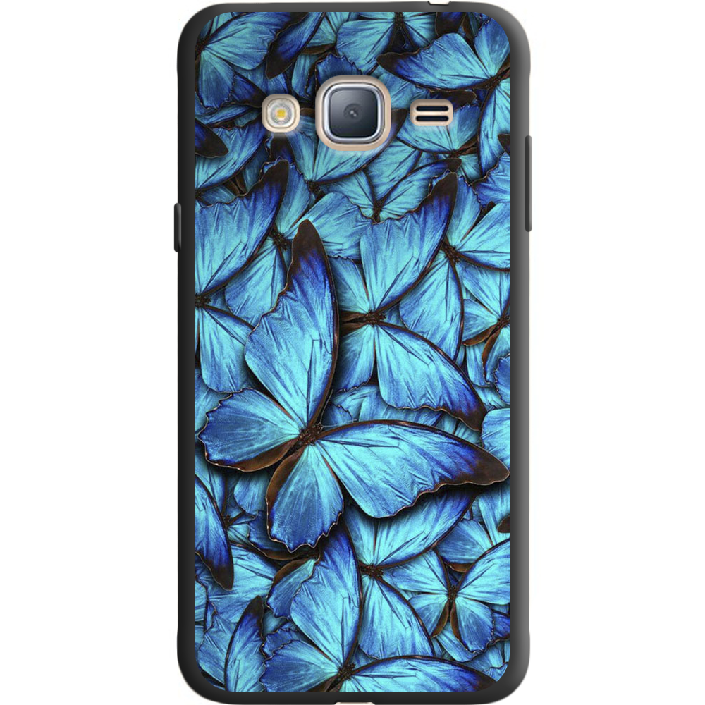 Чехол BoxFace Samsung J320 Galaxy J3 лазурные бабочки Черный силикон (24962-up1550-36110)
