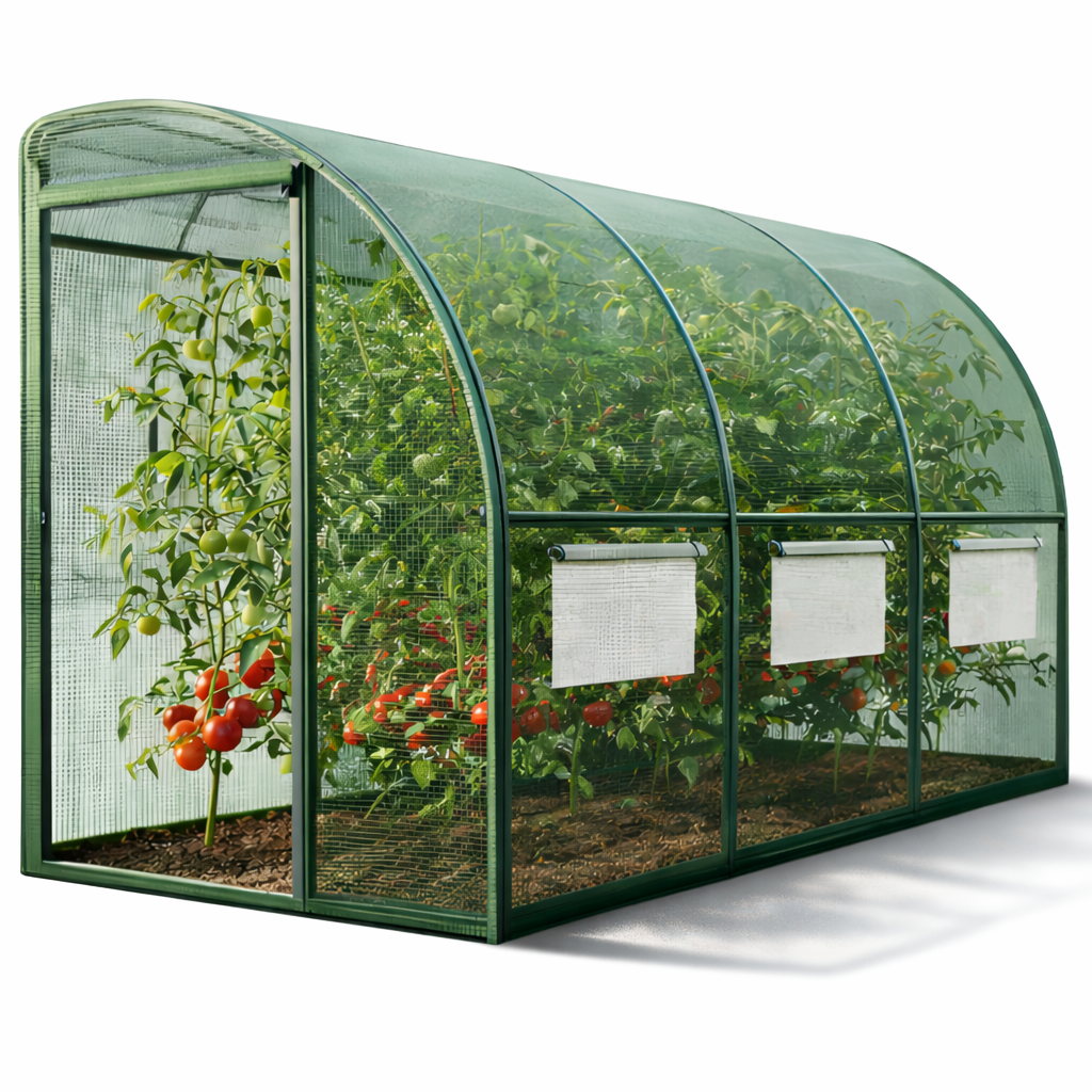 Теплица садовая GardenLine TUN1439 пристенная полуарковая 4х1,5х2 м 6 м2 УФ-защита UV4 Зеленый