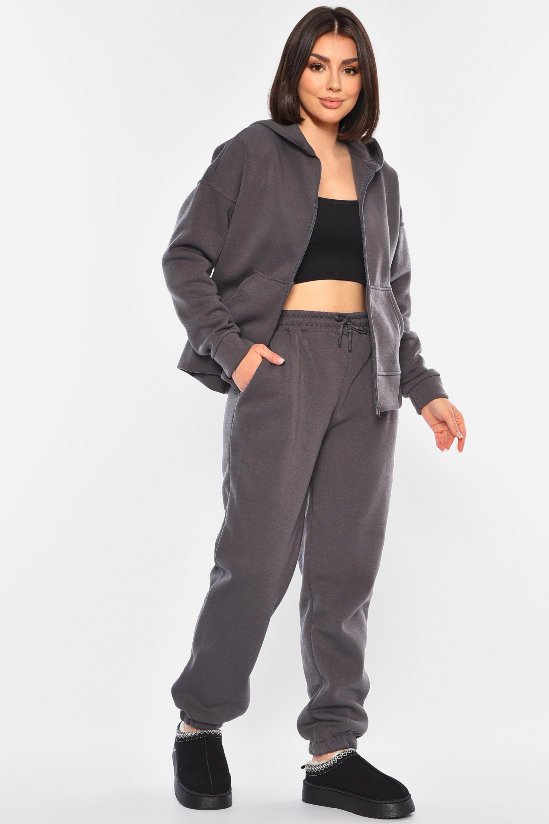 Спортивный костюм женский L-XL Темно-серый (194534)