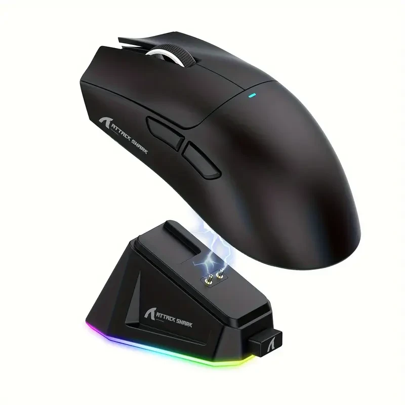 Компьютерная игровая мышь attack shark X11 63g PAW3311 22 000 DPI Bluetooth 2,4G/USB-C RGB док-станция Черный (2618489578)